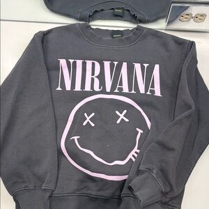 Zara Charcoal Sweatshirt with Pink Graphic